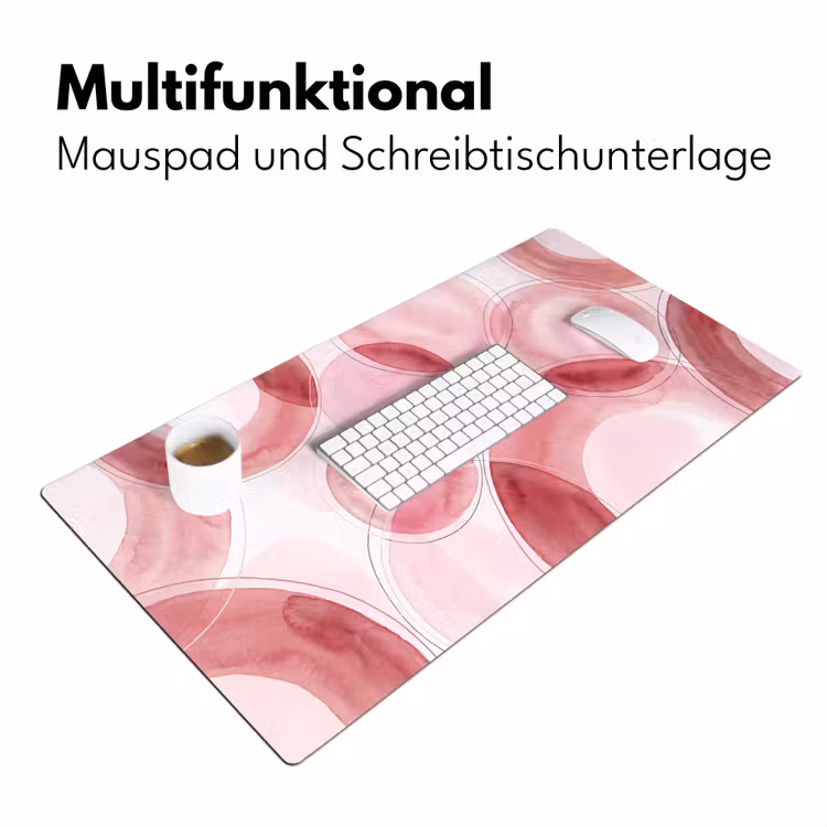 Schreibtischunterlage - Zusammenfassung – Kreise – Modern – Rosa – Kunst - Abstract - Cirkels - Modern - Roze - Kunst Muismat XXL klein