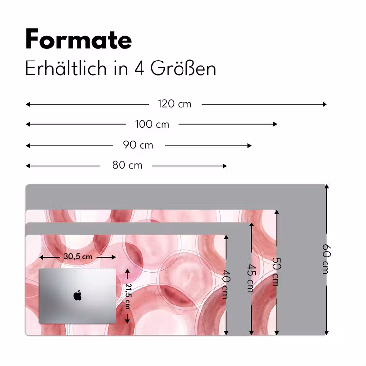 Schreibtischunterlage - Zusammenfassung – Kreise – Modern – Rosa – Kunst - Abstract - Cirkels - Modern - Roze - Kunst Muismat XXL klein