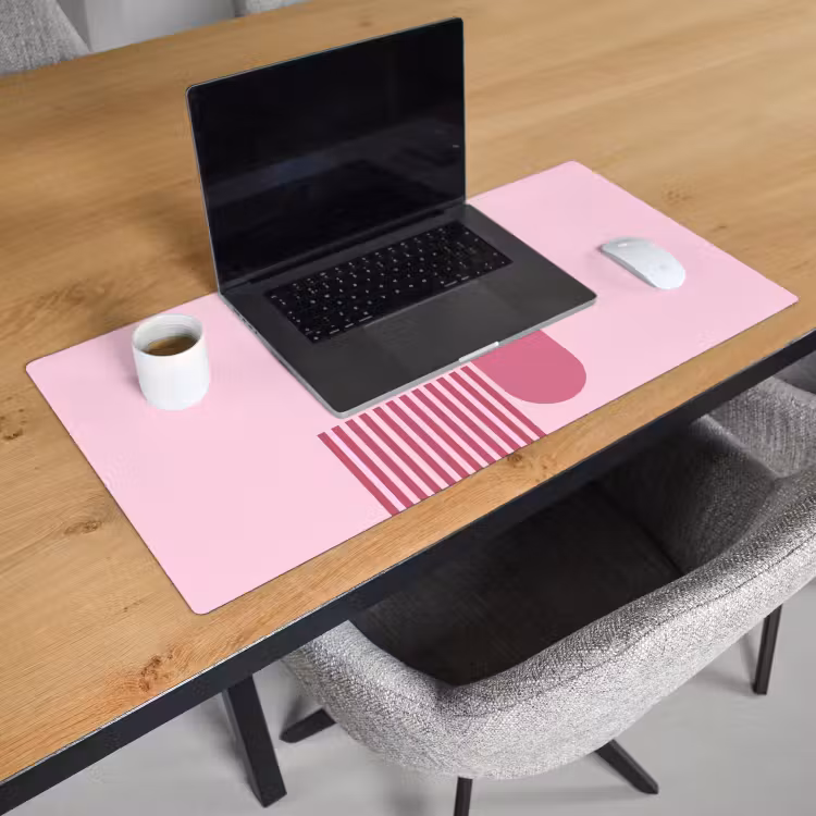 Schreibtischunterlage - Zusammenfassung – Kreise – Streifen – Modern – Rosa - Abstract - Cirkels - Strepen - Modern - Roze Muismat XXL klein
