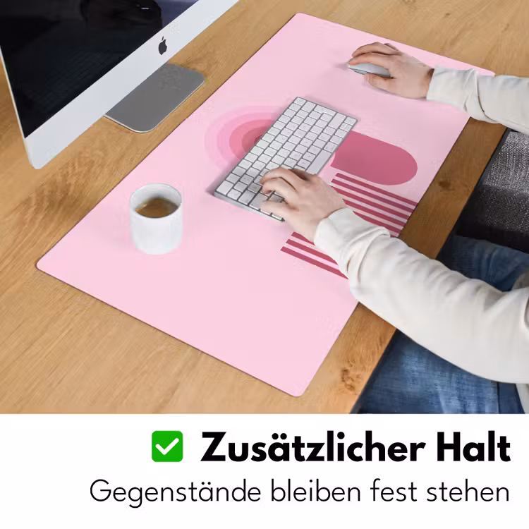 Schreibtischunterlage - Zusammenfassung – Kreise – Streifen – Modern – Rosa - Abstract - Cirkels - Strepen - Modern - Roze Muismat XXL klein