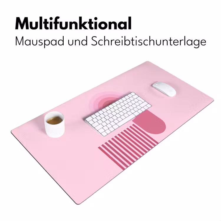 Schreibtischunterlage - Zusammenfassung – Kreise – Streifen – Modern – Rosa - Abstract - Cirkels - Strepen - Modern - Roze Muismat XXL klein