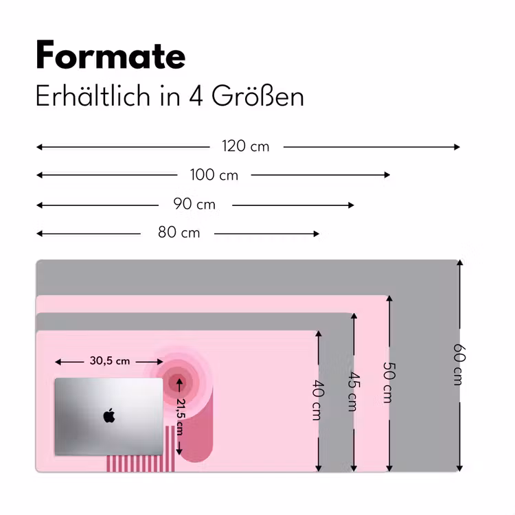Schreibtischunterlage - Zusammenfassung – Kreise – Streifen – Modern – Rosa - Abstract - Cirkels - Strepen - Modern - Roze Muismat XXL klein