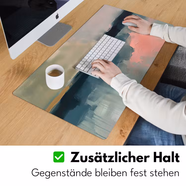 Abstract - Landschap - Kunst - Modern - Groen - Blauw Muismat XXL klein -ysfeer3_duits