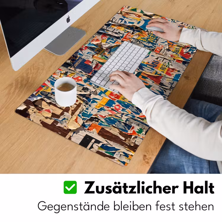 Abstract - Gelaagd papier - Urban - Modern - Kleurrijk Muismat XXL klein -ysfeer3_duits