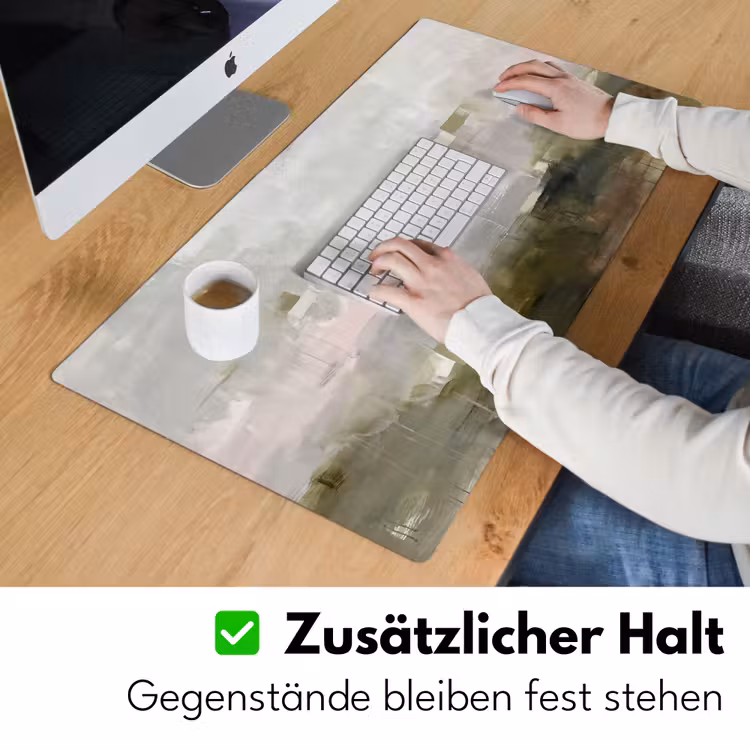 Abstract - Gelaagd - Kunst - Modern - Grijs-Groen Muismat XXL klein -ysfeer3_duits