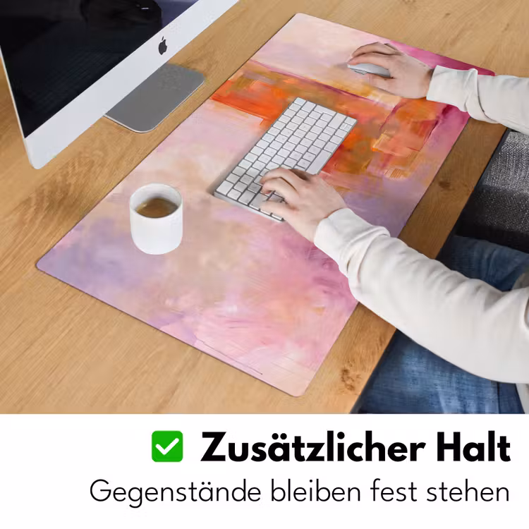 Abstract - Borstelstreken - Kunst - Paars - Goud Muismat XXL klein -ysfeer3_duits