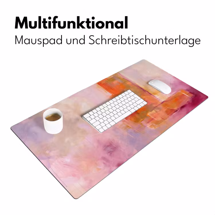 Abstract - Borstelstreken - Kunst - Paars - Goud Muismat XXL klein -ysfeer4_duits