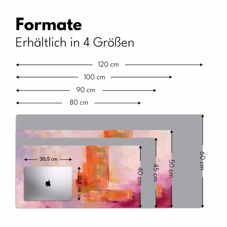 Abstract - Borstelstreken - Kunst - Paars - Goud Muismat XXL klein -ysfeer5_duits