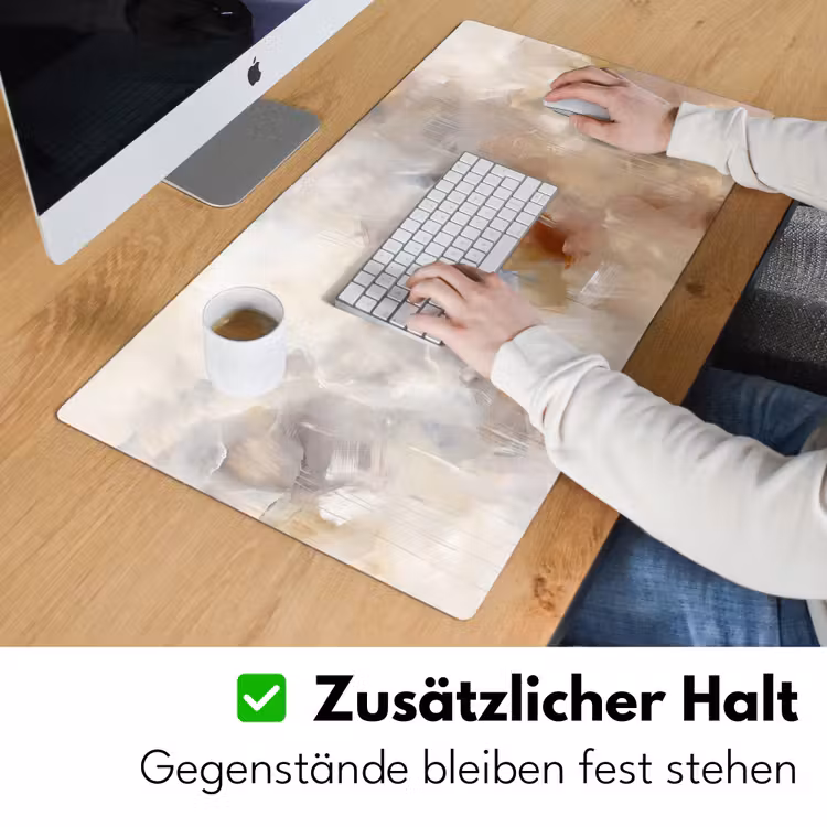 Abstract - Borstelstreken - Modern - Beige - Kunst Muismat XXL klein -ysfeer3_duits