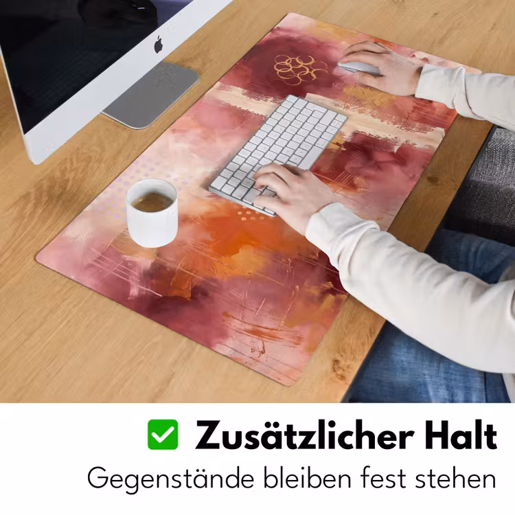 Abstract - Rood - Goud - Modern - Kunst Muismat XXL klein -ysfeer3_duits