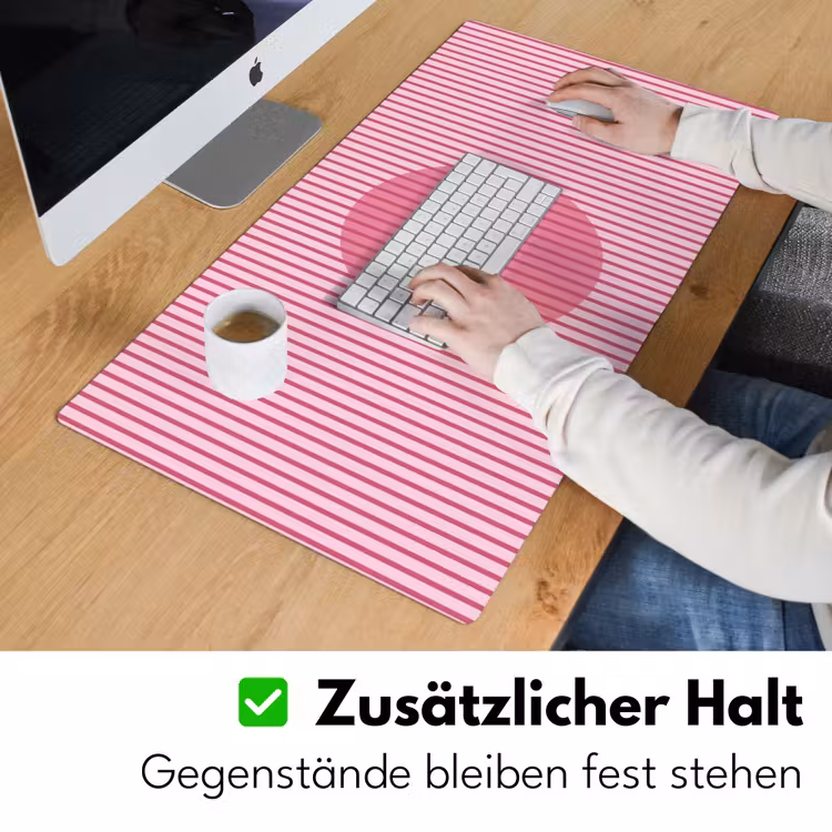 Schreibtischunterlage - Zusammenfassung – Streifen – Oval – Rosa – Modern - Abstract - Strepen - Ovaal - Roze - Modern Muismat XXL klein