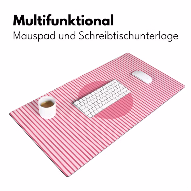 Schreibtischunterlage - Zusammenfassung – Streifen – Oval – Rosa – Modern - Abstract - Strepen - Ovaal - Roze - Modern Muismat XXL klein