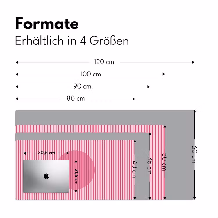 Schreibtischunterlage - Zusammenfassung – Streifen – Oval – Rosa – Modern - Abstract - Strepen - Ovaal - Roze - Modern Muismat XXL klein