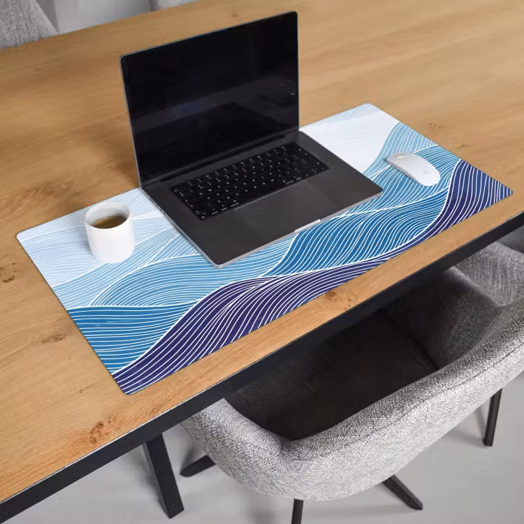 Abstract - Golven - Patroon - Blauw - Modern Muismat XXL klein -sfeer1