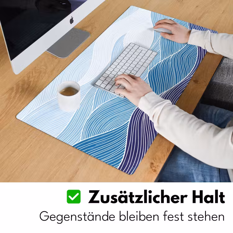 Abstract - Golven - Patroon - Blauw - Modern Muismat XXL klein -ysfeer3_duits