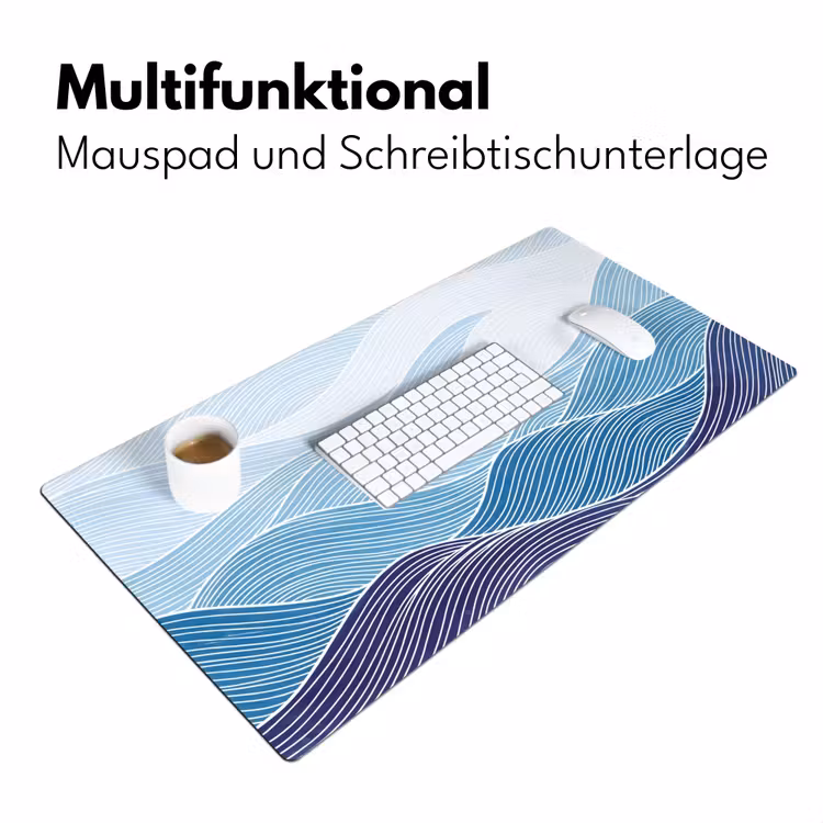 Abstract - Golven - Patroon - Blauw - Modern Muismat XXL klein -ysfeer4_duits