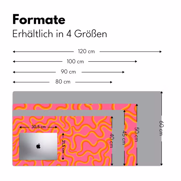 Schreibtischunterlage - Zusammenfassung – Wellenlinien – Modern – Farbenfroh - Abstract - Golvende lijnen - Modern - Kleurrijk Muismat XXL klein