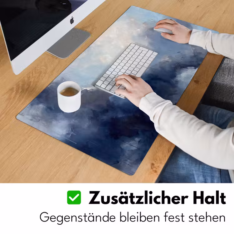 Abstract - Wolken - Modern - Blauw - Kunst Muismat XXL klein -ysfeer3_duits