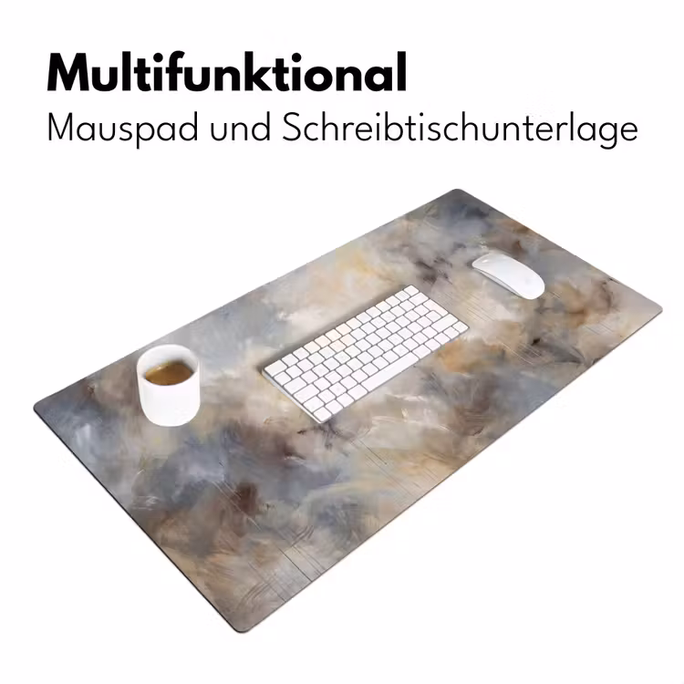 Abstract - Wolken - Sfeervol - Beige - Grijs Muismat XXL klein -ysfeer4_duits