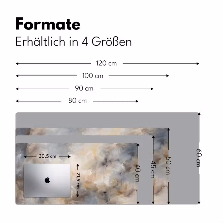 Abstract - Wolken - Sfeervol - Beige - Grijs Muismat XXL klein -ysfeer5_duits