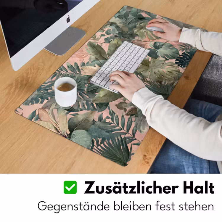 Compositie van bladeren - Groen - Roze Muismat XXL klein -ysfeer3_duits