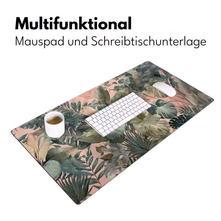 Compositie van bladeren - Groen - Roze Muismat XXL klein -ysfeer4_duits
