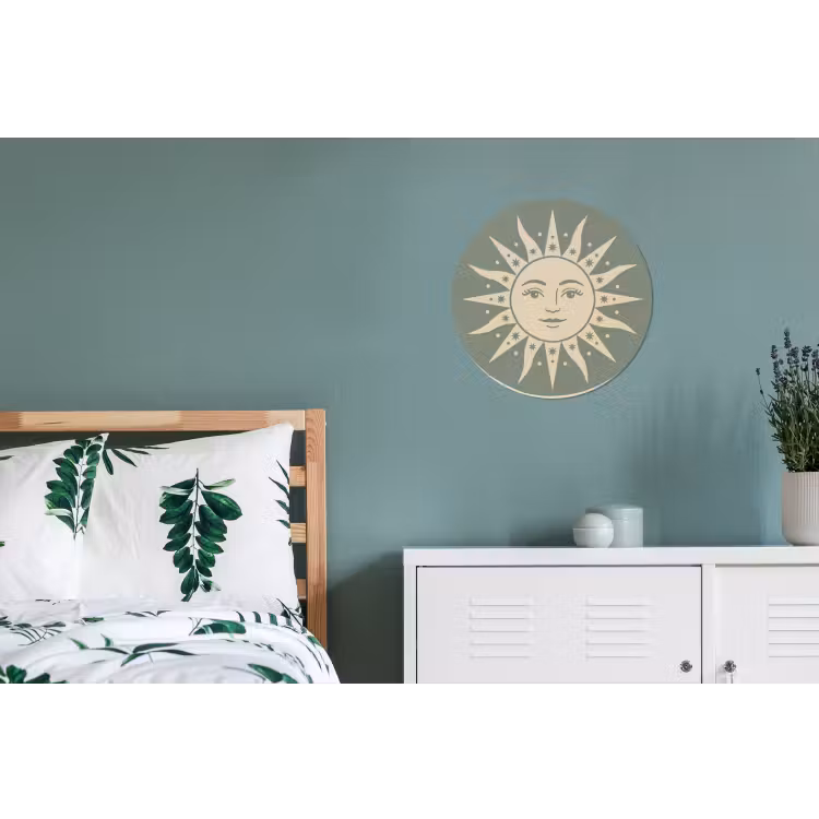 Zon - Sterren - Astrologie - Vintage - Groen Wandcirkel aluminium klein -slaapkamer