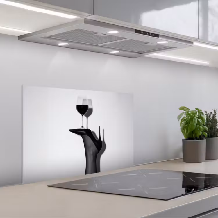 Hak - Wijn - Minimalistisch - Zwart keuken achterwand spatscherm klein -3d_schuin