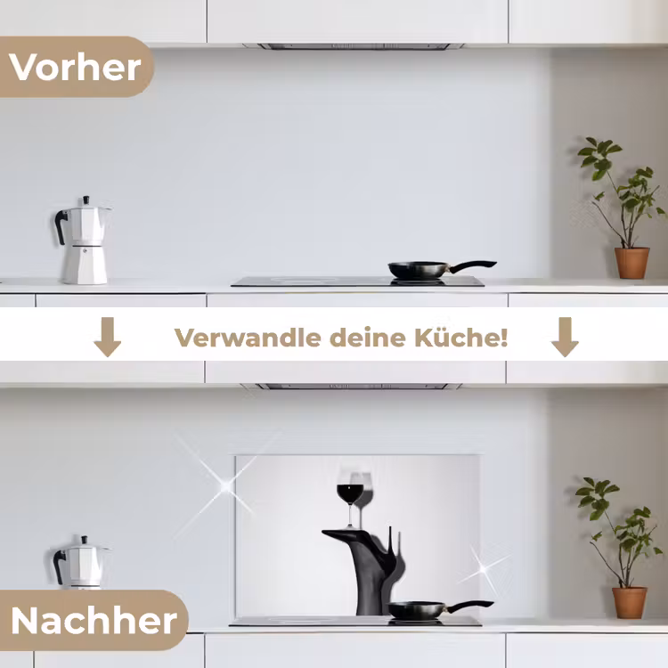 Hak - Wijn - Minimalistisch - Zwart keuken achterwand spatscherm klein -voor_na_DE