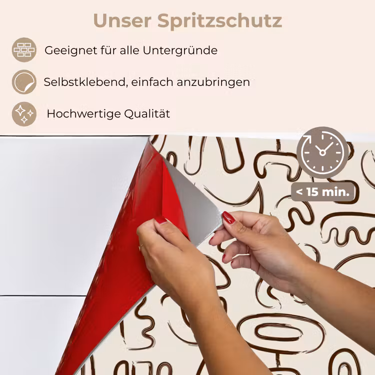 Abstract - Beige - Patroon - Donkerbruin keuken achterwand spatscherm klein 900 -spatscherm_DE