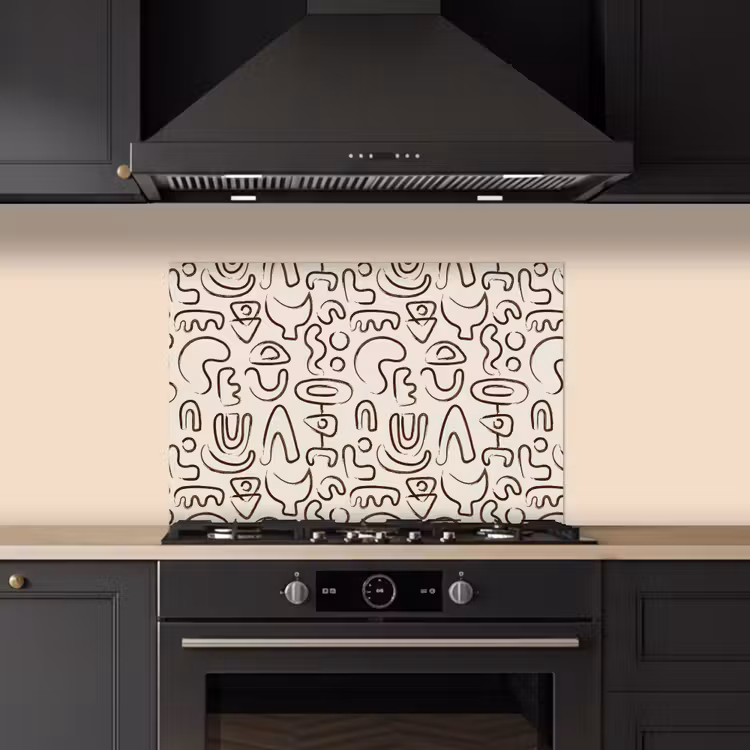 Abstract - Beige - Patroon - Donkerbruin keuken achterwand spatscherm klein 900 -sfeer1