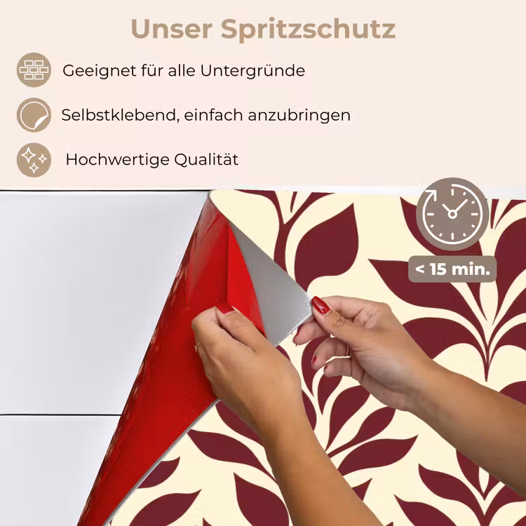 Abstract - Bladeren - Burgundy keuken achterwand spatscherm klein 900 -spatscherm_DE