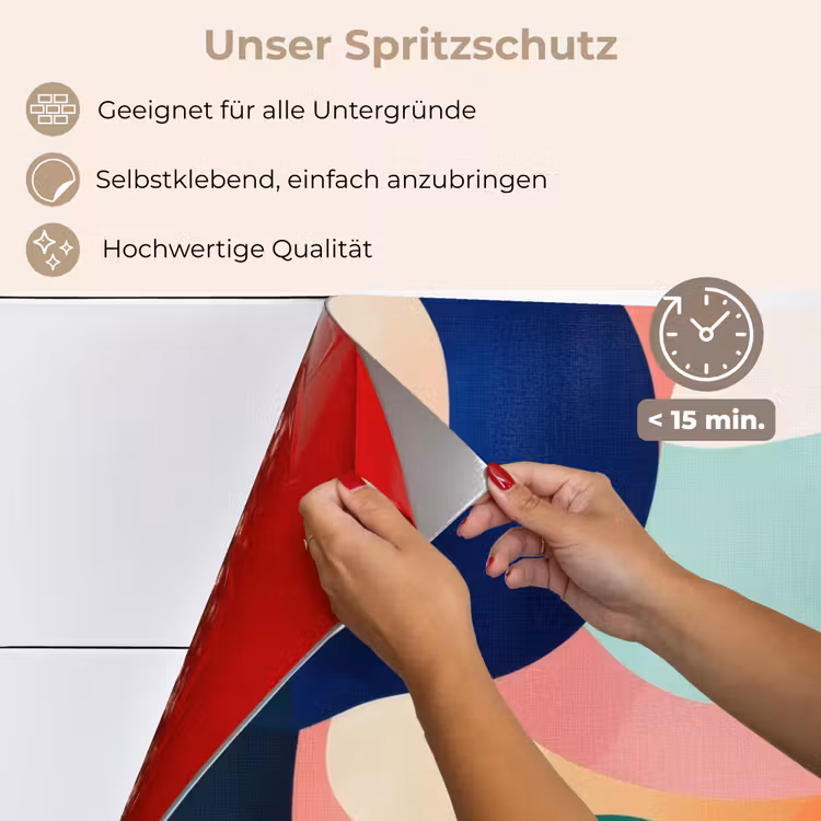 Abstract - Blauw - Roze keuken achterwand spatscherm klein -spatscherm_DE