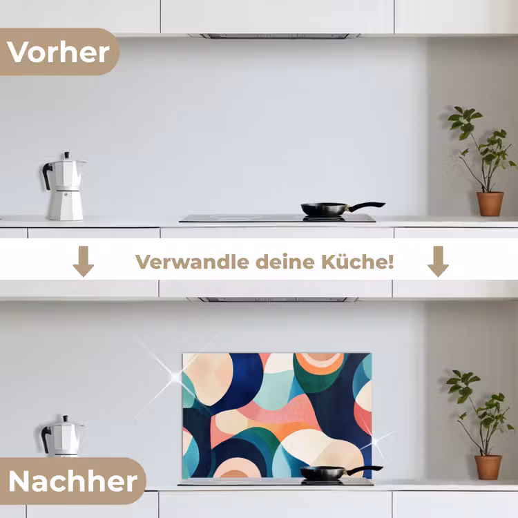 Abstract - Blauw - Roze keuken achterwand spatscherm klein -voor_na_DE