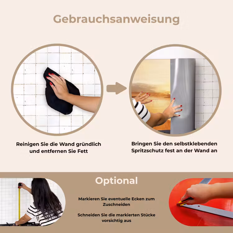 Abstract - Bruin - Modern - Herfst kleuren keuken achterwand spatscherm klein -gebruiksaanwijzing_DE