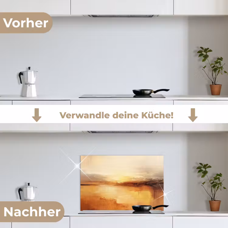 Abstract - Bruin - Modern - Herfst kleuren keuken achterwand spatscherm klein -voor_na_DE