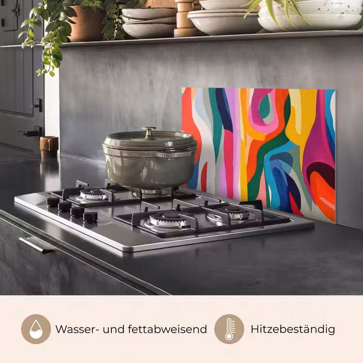 Abstract - Kleurrijk - Golven - Lijnen keuken achterwand spatscherm klein -usp_DE