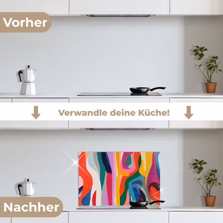 Abstract - Kleurrijk - Golven - Lijnen keuken achterwand spatscherm klein -voor_na_DE