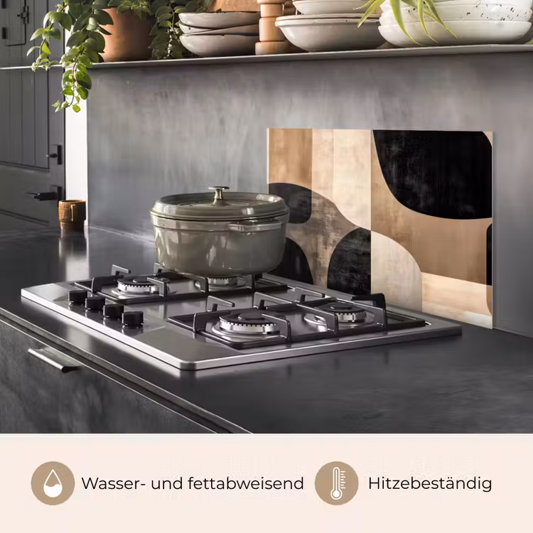Abstract - Vlakken - Zwart - Rond keuken achterwand spatscherm klein -usp_DE