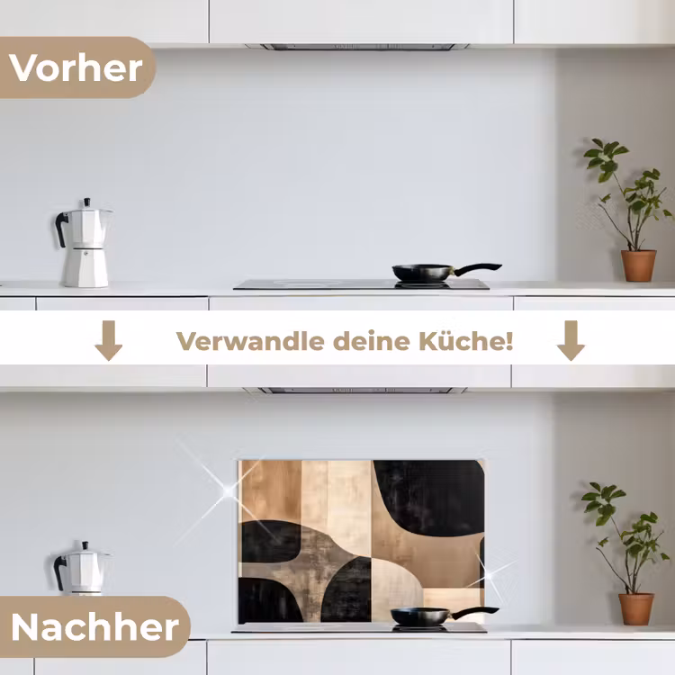 Abstract - Vlakken - Zwart - Rond keuken achterwand spatscherm klein -voor_na_DE