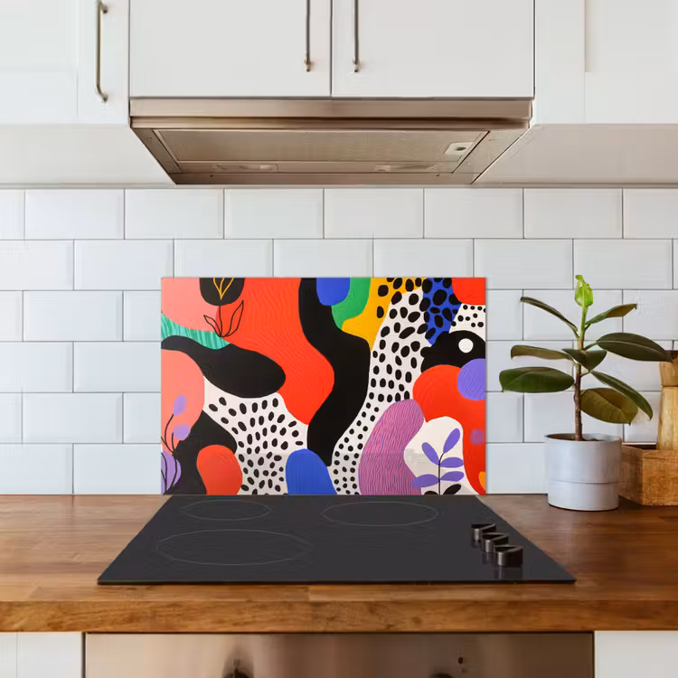 Abstract - Vormen - Kleuren - Stippen keuken achterwand spatscherm klein -sfeer2