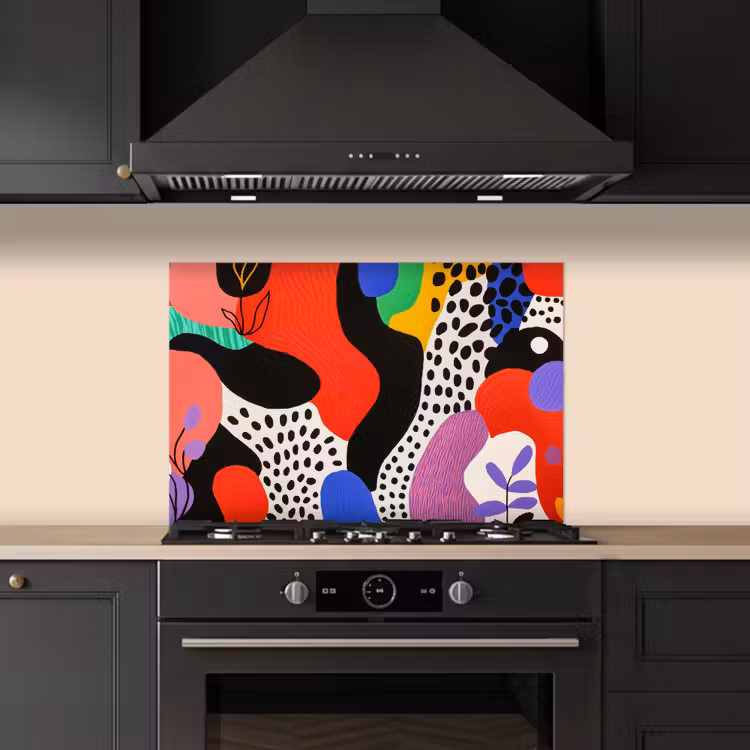 Abstract - Vormen - Kleuren - Stippen keuken achterwand spatscherm klein -sfeer1