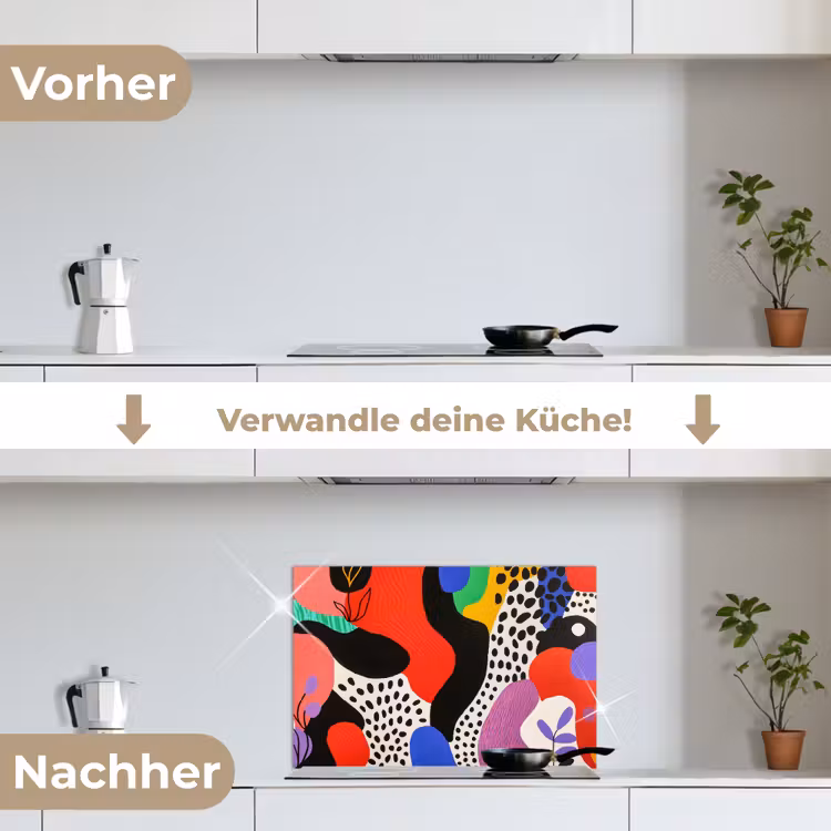 Abstract - Vormen - Kleuren - Stippen keuken achterwand spatscherm klein -voor_na_DE
