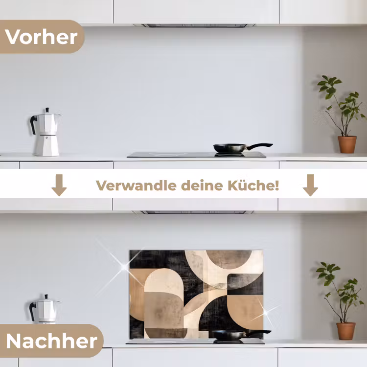 Abstract - Vormen - Modern - Beige keuken achterwand spatscherm klein -voor_na_DE