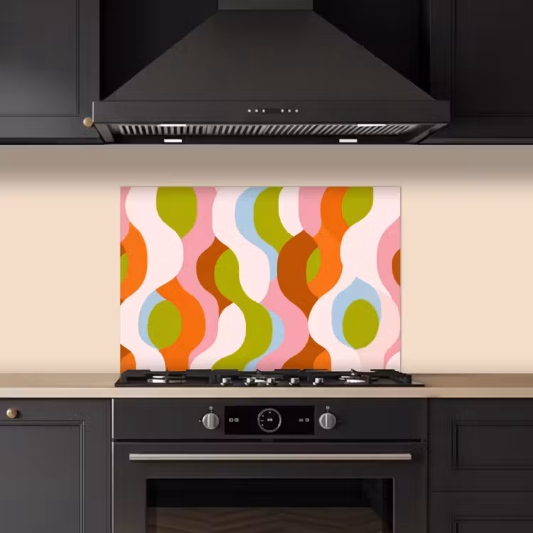 Abstract - Vormen - Roze keuken achterwand spatscherm klein -sfeer1