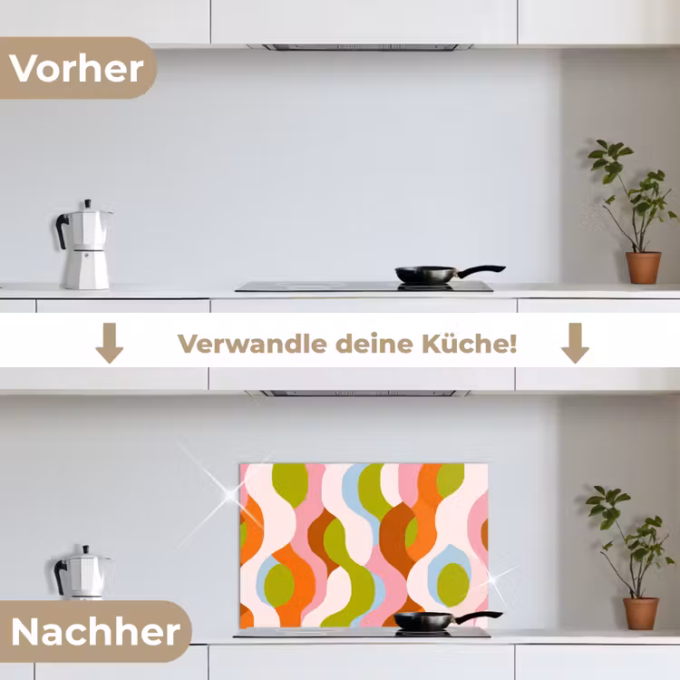 Abstract - Vormen - Roze keuken achterwand spatscherm klein -voor_na_DE
