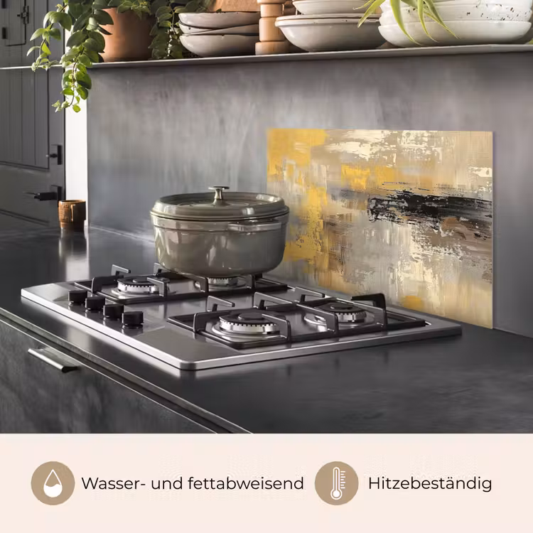 Abstract - Geel - Modern - Beige keuken achterwand spatscherm klein -usp_DE