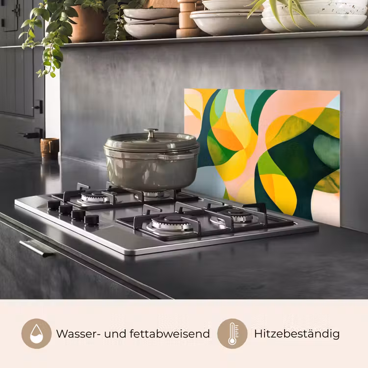 Abstract - Geel - Roze - Groen keuken achterwand spatscherm klein -usp_DE