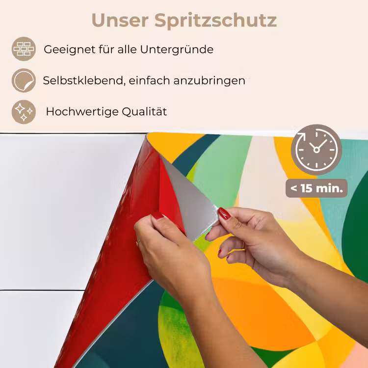 Abstract - Geel - Roze - Groen keuken achterwand spatscherm klein -spatscherm_DE