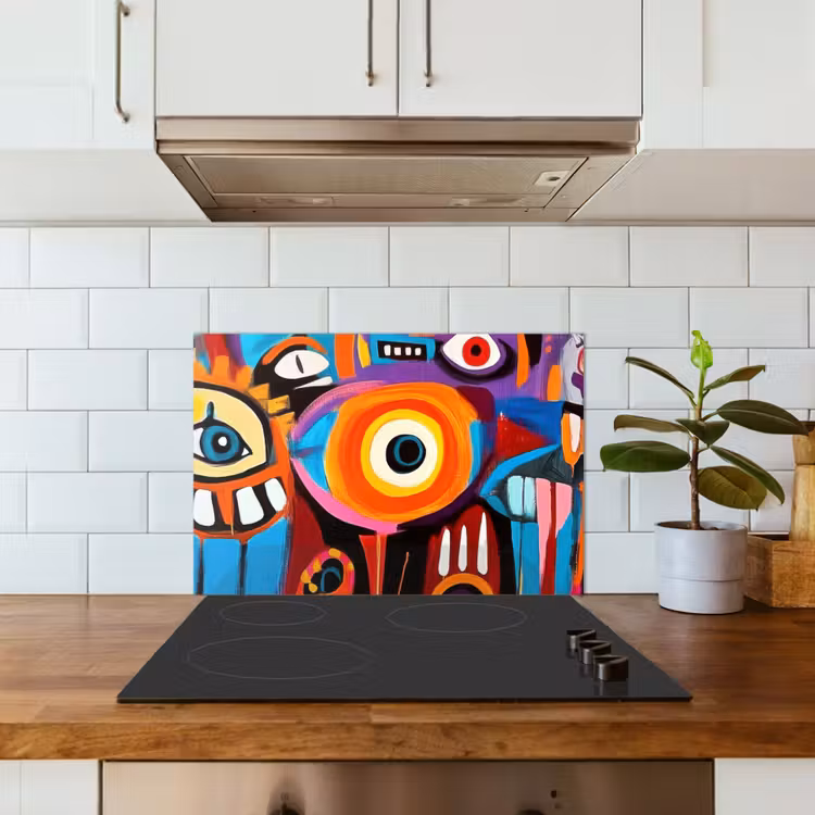 Abstract - Gezicht - Kleurrijk keuken achterwand spatscherm klein -sfeer2